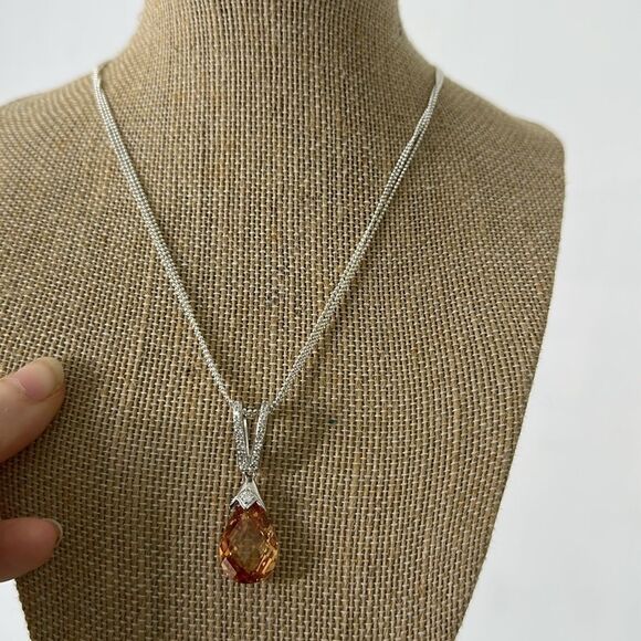 Vintage 925 Regency Inspired Teardrop Pendant Necklace